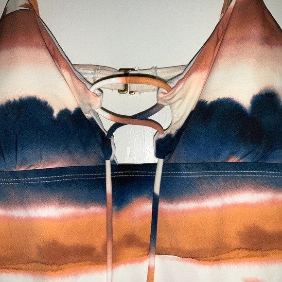 Lucky Brand Tie Dye Open Back Fringe Tie Front Tankini: M - Picture 4 of 8